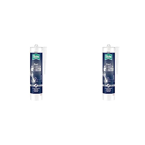 Sista Bad Profi-Qualität Sanitär Silikon, schimmelresistentes Sanitärsilikon für das Bad, wasserfestes Silikon für viele Materialien*, geruchsneutrale Dichtmasse, 1x280ml Kartusche, Packung mit 2 von Sista