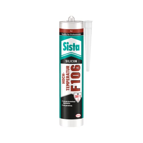 Sista F106 Hochtemperatur Silikon, Silikon-Dichtstoff für Temperaturen bis 300°C, rot 12 x 300 ml von Sista