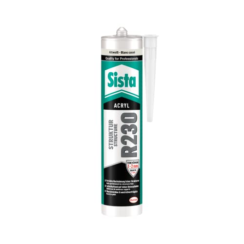Sista R230 Struktur, Acrylat-Dichtstoff zum Verschließen von Rissen in feinen Putzstrukturen im Innen- und Außenbereich, besonders feine Körnung, weiß, 12x300ml von Sista