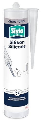 Sista Sanitär Silikon, schimmelresistenter Silikon Dichtstoff für den Sanitärbereich, sauer vernetzende Dichtmasse für viele Anwendungen, Grau, 1x280ml Kartusche von Sista