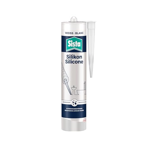 Sista Sanitär Silikon, schimmelresistenter Silikon Dichtstoff für den Sanitärbereich, sauer vernetzende Dichtmasse für viele Anwendungen, Weiß, 1x280ml Kartusche von Sista