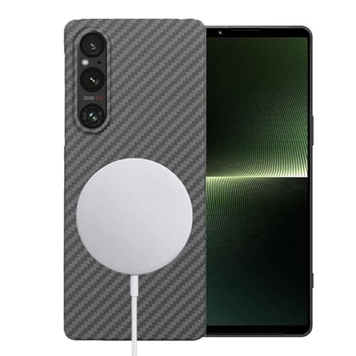 Sisyphy Aramidfaser-Hülle für Xperia 1 VII, kompatibel mit Magsafe, ultradünn und leicht, minimalistisches Design, verbesserte Griffigkeit, keine Masse (1500D Schwarz) von Sisyphy