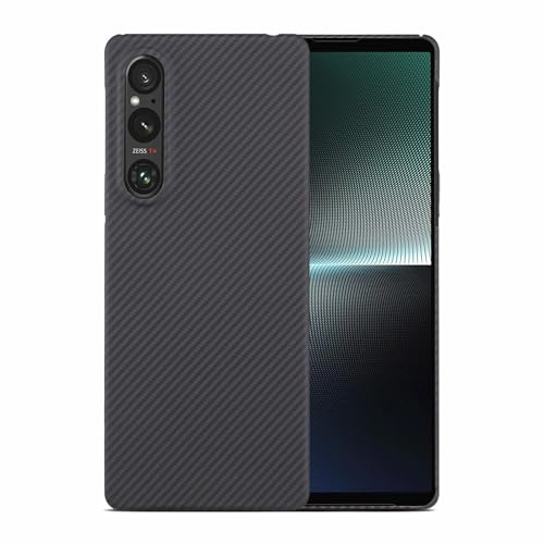 Sisyphy Schutzhülle für Xperia 1 VII, Aramidfaser, ultradünn und leicht, minimalistisches Design, verbesserte Griffigkeit, keine Masse (600D Schwarz) von Sisyphy