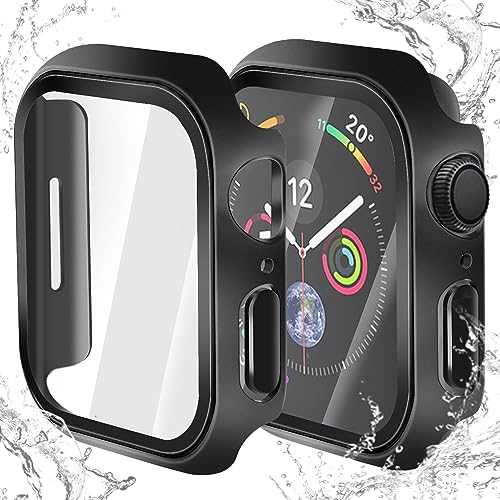 Sitayakuma Wasserdichtes Hülle für Apple Watch Series 7/8 41mm Schutzhülle, Hard PC Ultradünne Glas Schutz Case Rundum Displayschutz für iWatch 7/8 41mm Schutzhülle,HD Klar Transparent - Schwarz von Sitayakuma