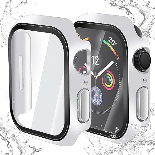 Sitayakuma Wasserdichtes Hülle für Apple Watch Series 7/8 41mm Schutzhülle, Hard PC Ultradünne Glas Schutz Case Rundum Displayschutz für iWatch 7/8 41mm Schutzhülle,HD Klar Transparent - Weiß von Sitayakuma