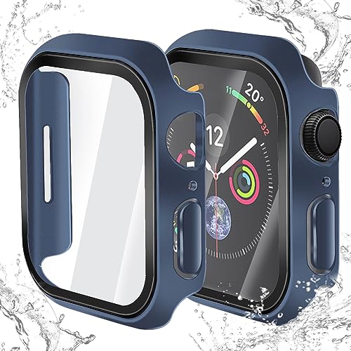 Wasserdichtes Hülle für Apple Watch Series 7/8 45mm Schutzhülle, Hard PC Ultradünne Glas Schutz Case Rundum Displayschutz für iWatch 7/8 45mm Schutzhülle,HD Klar Transparent - Blau von Sitayakuma