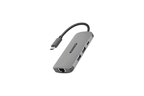 Sitecom CN-378 | USB-C auf Gigabit LAN Ethernet RJ45 + 2X USB 3.0 + 1x USB-C Power Delivery Port Adapter Hub - für MacBook Pro/Air, Chromebook und weitere USB Typ C Geräte, grau von Sitecom