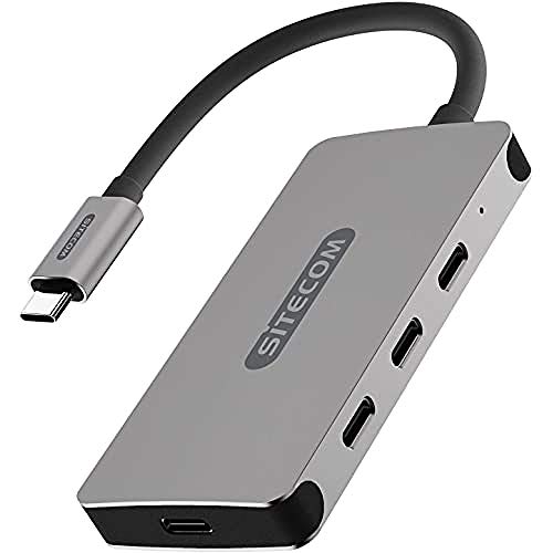 Sitecom CN-386 USB-C Hub 4 Port | USB-C auf 3X + 1x UBS-C Power Delivery Port Adapter mit 10 Gbit/s Daten, 7,5 W Leistung - für MacBook Pro/Air, Chromebook und weitere , Geräte von Sitecom