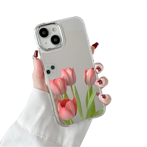 Handyhülle für iPhone 14 Pro Max, Luxus Spiegel Makeup Hülle mit Rosa Rot Tulpe Blumen Motiv für Mädchen Schutzhülle Slim Klarer Sliver Rücken Hartes Clear Rahmen Kratzfest Stoßfest Case, Farbe 2 Handyhülle für iPhone 14 Pro Max, Luxus Spiegel Makeup Hülle mit Rosa Rot Tulpe Blumen Motiv für Mädchen Schutzhülle Slim Klarer Sliver Rücken Hartes Clear Rahmen Kratzfest Stoßfest Case, Farbe 2 von Sitthyw