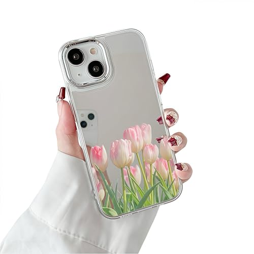 Handyhülle für iPhone 16, Luxus Spiegel Makeup Hülle mit Rosa Tulpe Blumen Motiv für Mädchen Schutzhülle Slim Klarer Sliver Rücken Hartes Clear Rahmen Kratzfest Stoßfest Case, Farbe 1 Handyhülle für iPhone 16, Luxus Spiegel Makeup Hülle mit Rosa Tulpe Blumen Motiv für Mädchen Schutzhülle Slim Klarer Sliver Rücken Hartes Clear Rahmen Kratzfest Stoßfest Case, Farbe 1 von Sitthyw