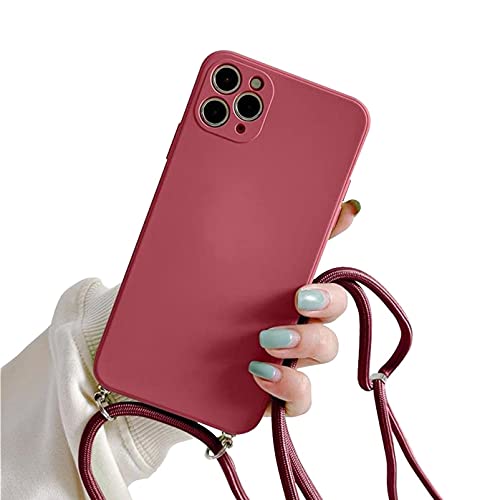 Sitthyw Handykette Hülle für iPhone 12 Pro Silikon Necklace(abnehmbar) Handyhülle mit Band TPU Stoßfest Lanyard Case Cover Handy Kette mit Kordel zum Umhängen Schutzhülle für iPhone 12 Pro, Pflaume von Sitthyw