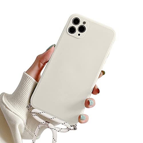 Sitthyw Handykette iPhone 13 Pro Max Hülle Necklace Handyhülle mit Kette Kordel zum Umhängeband Smartphone Halskette Schutzhülle Silikon Case Cover mit Band für iPhone 13 Pro Max, Beige von Sitthyw