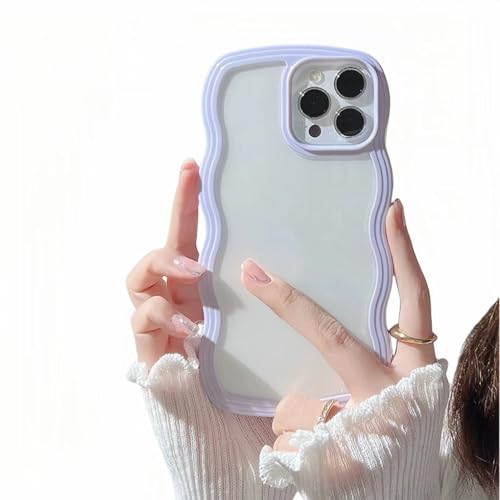 Sitthyw Hülle Kompatibel mit iPhone 16 Plus Transparent Case Süße Curly Wellig Handyhülle Aesthetic Wellen Rahmenform Design TPU + PC Rücken Stoßfestes Schutzhülle für Frauen Mädchen, Lila von Sitthyw