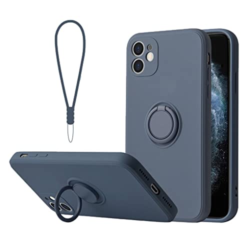 Sitthyw für iPhone 12 Hülle mit Ring Halter Ständer & Silikon Handschlaufe Handyhülle Ultra Dünn Stoßfest Kameraschutz Case 360° Autohalterung Bumper Schutzhülle für iPhone 12, Grau von Sitthyw