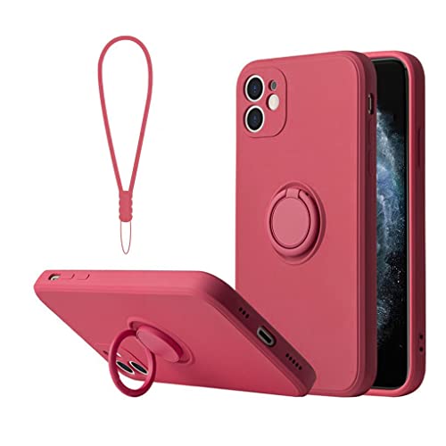 Sitthyw für iPhone 12 Hülle mit Ring Halter Ständer & Silikon Handschlaufe Handyhülle Ultra Dünn Stoßfest Kameraschutz Case 360° Autohalterung Bumper Schutzhülle für iPhone 12, Pflaume von Sitthyw