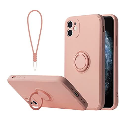 Sitthyw für iPhone 12 Hülle mit Ring Halter Ständer & Silikon Handschlaufe Handyhülle Ultra Dünn Stoßfest Kameraschutz Case 360° Autohalterung Bumper Schutzhülle für iPhone 12, Rosa von Sitthyw