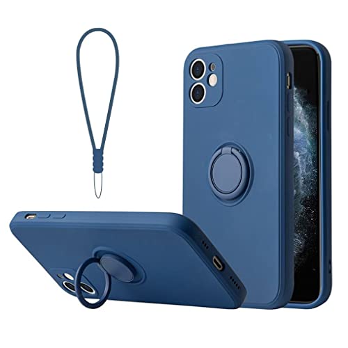 Sitthyw für iPhone 12 Hülle mit Ring Halter Ständer & Silikon Handschlaufe Handyhülle Ultra Dünn Stoßfest Kameraschutz Case 360° Autohalterung Bumper Schutzhülle für iPhone 12, Saphirblau von Sitthyw