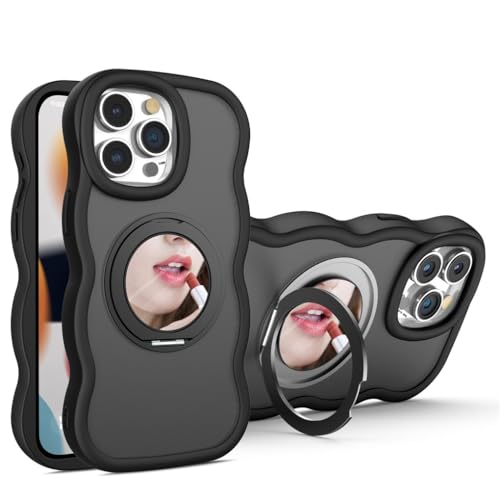 Sitthyw für iPhone 12 Pro Max Hülle Magnetisch Ständer Handyhülle mit Makeup Spiegel Matte Translucent Rücken Weiches Silikon Wellen Rahmenform Schutzhülle Flexible Stoßfeste Stoßfänger Case, Schwarz Sitthyw für iPhone 12 Pro Max Hülle Magnetisch Ständer Handyhülle mit Makeup Spiegel Matte Translucent Rücken Weiches Silikon Wellen Rahmenform Schutzhülle Flexible Stoßfeste Stoßfänger Case, Schwarz von Sitthyw