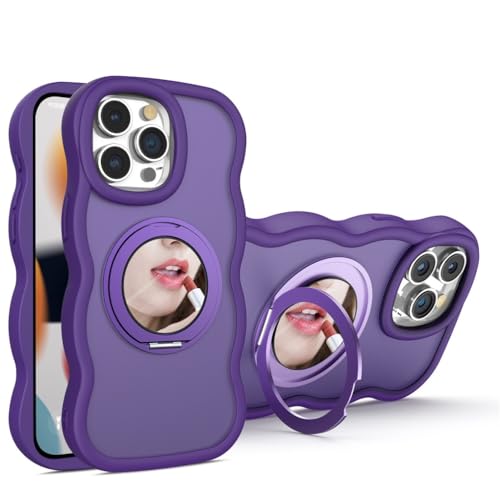 Sitthyw für iPhone 15 Pro Max Hülle Magnetisch Ständer Handyhülle mit Makeup Spiegel Matte Translucent Rücken Weiches Silikon Wellen Rahmenform Schutzhülle Flexible Stoßfeste Stoßfänger Case, Lila Sitthyw für iPhone 15 Pro Max Hülle Magnetisch Ständer Handyhülle mit Makeup Spiegel Matte Translucent Rücken Weiches Silikon Wellen Rahmenform Schutzhülle Flexible Stoßfeste Stoßfänger Case, Lila von Sitthyw