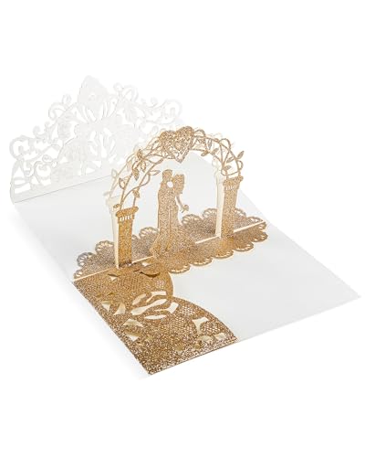 Siumir Pop Up Hochzeitskarte mit Umschlag 3D Karte Hochzeit Glückwunsch Karte Hochzeitseinladungen für Hochzeitstag, Valentinstag, Hochzeitsgeschenke (Funkelndes Roségold) von Siumir