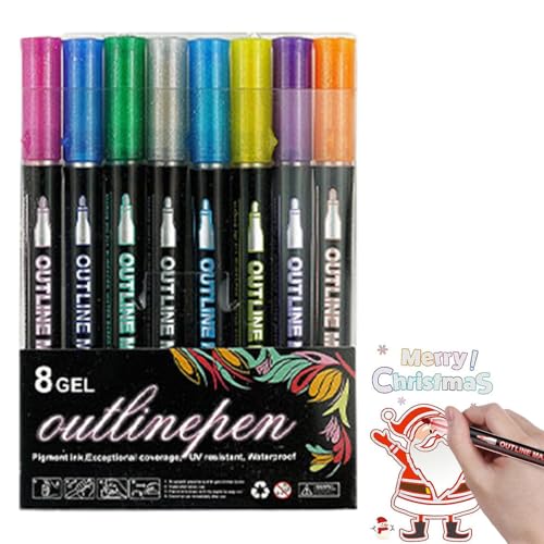 Farbige Lightstick Graffiti Textmarker-Stifte, Glitzerstifte Textmarker, Dreamy Sparkles duals-lines Contou r Pen, DI Y Multifunktionale Zeichenmalstifte Für Kinder Und Erwachsene von Siuwddee