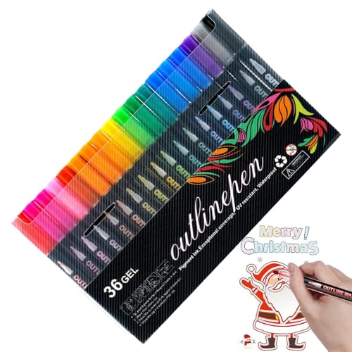 Farbige Lightstick Graffiti Textmarker-Stifte, Glitzerstifte Textmarker, Dreamy Sparkles duals-lines Contou r Pen, DI Y Multifunktionale Zeichenmalstifte Für Kinder Und Erwachsene von Siuwddee
