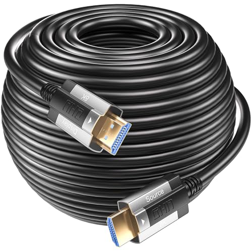Siwket 8K HDMI Glasfaserkabel 4M, Optisch HDMI 2.1 Kabel 48Gbps Ultra High Speed 8K@60Hz 4K@120Hz Dynamic HDR eARC HDCP 2.2&2.3 für HDTV/Projektor/Heimkino/TV-Box von Siwket