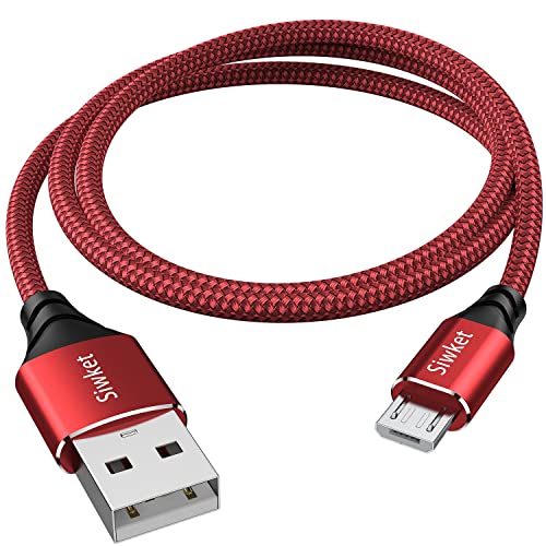 Siwket Micro USB Kabel 5M, Nylon USB A anf Micro Ladekabel Android Ladekabel für Samsung Galaxy Edge/S7/S6 Edge/S6/S4/S3/J7,Kindle Fire,Fire HD Tablets,PS4 Controller,Xiaomi,Huawei P9/10 lite,Rot von Siwket