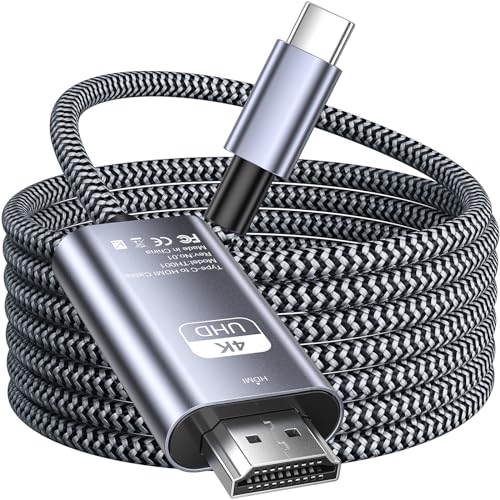 Siwket USB C auf HDMI Kabel 5M 4K@60Hz, Geflochten USB Typ C zu HDMI Kabel [Thunderbolt 3 Kompatibel] für iPhone 15,MacBook Pro/Air 2021,iPad Pro,Samsung Galaxy S22/S23 Ultra,Huawei P50,TV,Tablet von Siwket