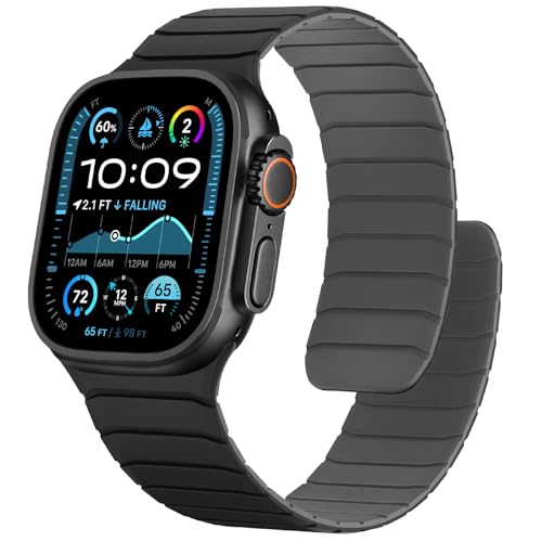 Sixmoat Magnetisches Silikon Armband Kompatibel mit Apple Watch 49mm 46mm 45mm 44mm 42mm, Wasserdichte Sport Armbänder Design für iWatch Ultra SE Series 10 9 8 7 6 5 4 3, Schwarz-Grau Sixmoat Magnetisches Silikon Armband Kompatibel mit Apple Watch 49mm 46mm 45mm 44mm 42mm, Wasserdichte Sport Armbänder Design für iWatch Ultra SE Series 10 9 8 7 6 5 4 3, Schwarz-Grau von Sixmoat
