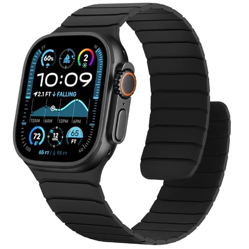 Sixmoat Magnetisches Silikon Armband Kompatibel mit Apple Watch 49mm 46mm 45mm 44mm 42mm, Wasserdichte Sport Armbänder Design für iWatch Ultra SE Series 10 9 8 7 6 5 4 3, Schwarz Sixmoat Magnetisches Silikon Armband Kompatibel mit Apple Watch 49mm 46mm 45mm 44mm 42mm, Wasserdichte Sport Armbänder Design für iWatch Ultra SE Series 10 9 8 7 6 5 4 3, Schwarz von Sixmoat