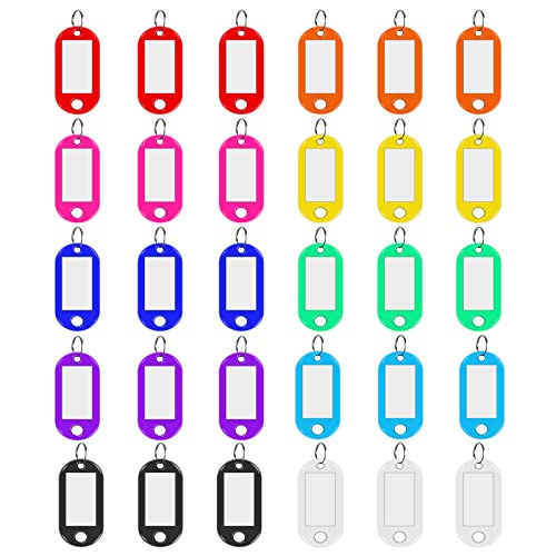 Schlüsselanhänger, 30 Kunststoff Schlüsselanhänger Beschriftbar,10 Arten Verschiedenfarbige Schlüsselschilder zur Kennzeichnung Verschiedener Gegenstände wie Schlüssel, Gepäck, Haustiere von Skaaisont