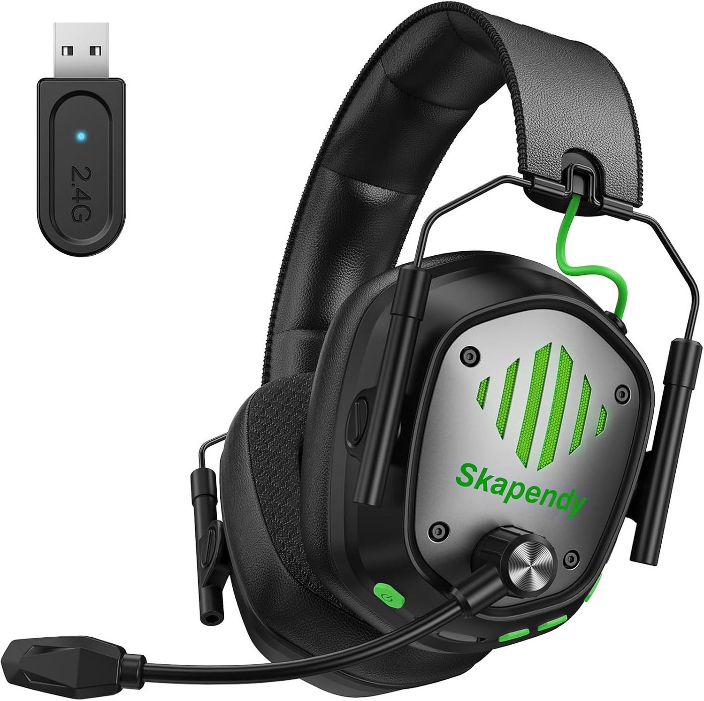 Skapendy Mit Mikrofon Faltbarer 7.1 Surround Sound Dual-Modus mit RGB Licht Gaming-Headset (Bluetooth und 2,4-GHz-Wireless-Verbindungen sorgen für niedrige Latenzzeiten und nahtlosen Klang. Perfekt für Gaming oder Musikhören auf verschiedenen Geräten., VERBINDUNG mit Geräuschunterdrückung sorgt für klare Kommunikation) Skapendy Mit Mikrofon Faltbarer 7.1 Surround Sound Dual-Modus mit RGB Licht Gaming-Headset (Bluetooth und 2,4-GHz-Wireless-Verbindungen sorgen für niedrige Latenzzeiten und nahtlosen Klang. Perfekt für Gaming oder Musikhören auf verschiedenen Geräten., VERBINDUNG mit Geräuschunterdrückung sorgt für klare Kommunikation) von Skapendy