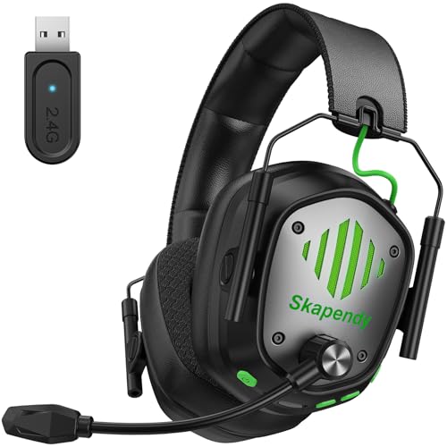 Skapendy VK81 Wireless Gaming Headset für PS5, PS4, PC, RGB-Beleuchtung Gaming Kopfhörer Mit Mikrofon, 2.4GHz Low Latency & Bluetooth Headset für Game Boy Advance Color, 50 Stunden Akkulaufzeit von Skapendy