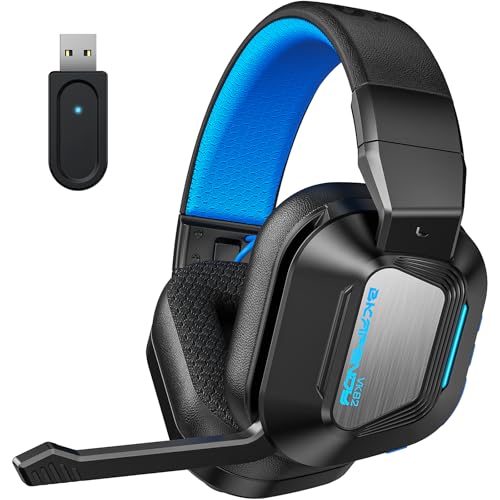Skapendy Wireless Gaming Headset für PC, PS4, PS5, 2.4Ghz Verlustfreies Sound Gaming Kopfhörer Mit Mikrofon, Bluetooth Kabelloses Headset für Mac, Switch, Faltbares, Coole RGB, 50H+ Akkulaufzeit von Skapendy