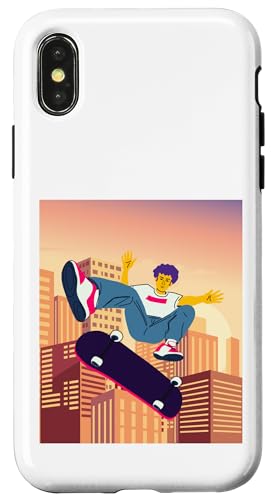 City Skateboarding Skateboarder auf einem Skateboard Hülle für iPhone X/XS City Skateboarding Skateboarder auf einem Skateboard Hülle für iPhone X/XS von Skaters skate