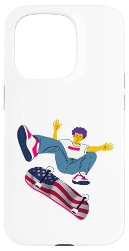 U.S. Skateboarding USA Skateboarder auf einem Skateboard Hülle für iPhone 15 Pro von Skaters skate