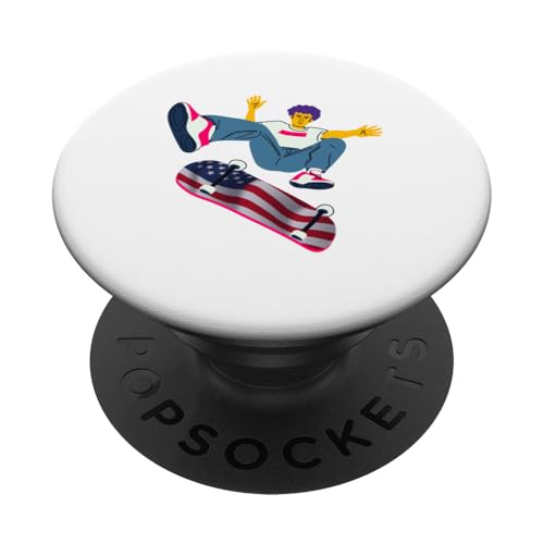 U.S. Skateboarding USA Skateboarder auf einem Skateboard PopSockets Klebender PopGrip U.S. Skateboarding USA Skateboarder auf einem Skateboard PopSockets Klebender PopGrip von Skaters skate