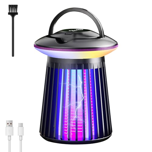 Skeadex Insektenvernichter Elektrisch, Mückenfalle Elektrisch mit Lampe,USB Mückenlampe Camping zum Ahange, 2000mah Mosquito Zapper Insektenfänger für Innen Außen Gärten Küche Büro (A) von Skeadex