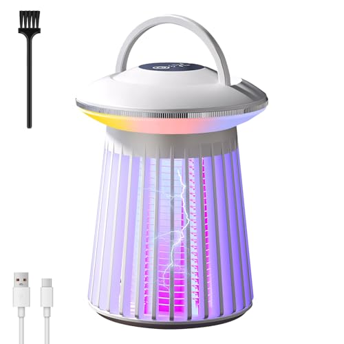 Skeadex Insektenvernichter Elektrisch, Mückenfalle Elektrisch mit Lampe,USB Mückenlampe Camping zum Ahange, 2000mah Mosquito Zapper Insektenfänger für Innen Außen Gärten Küche Büro (B) von Skeadex