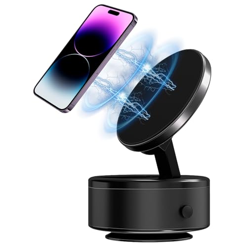 Skeadex Magnetischer Telefonhalter mit Saugnapf, Vakuum 360°Rotation Handyhalterung für Auto mit N52 Starker Magne, Auto Magnethalterung Handy für Wänden Glas Spiegeln Autoscheiben (Schwarz) von Skeadex