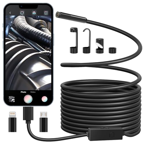 Endoskopkamera mit Licht, 1080P HD Inspektionskamera mit 8 Adjustable LED Lights, 5 Meters Semi-Rigid Cable Ip67 Waterproof Endoskopkamera Handy für Android and ios, iPhone, ipad, Samsung Endoskopkamera mit Licht, 1080P HD Inspektionskamera mit 8 Adjustable LED Lights, 5 Meters Semi-Rigid Cable Ip67 Waterproof Endoskopkamera Handy für Android and ios, iPhone, ipad, Samsung von Skeufy