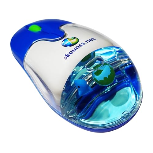Frutiger Aero Aqua Maus - Blau USB-C Wiederaufladbare Kabellose & Bluetooth Optische Retro Computermaus mit Flüssigkeitsabschnitt und Schwimmern (Globe, Delphin) von Skeuoss