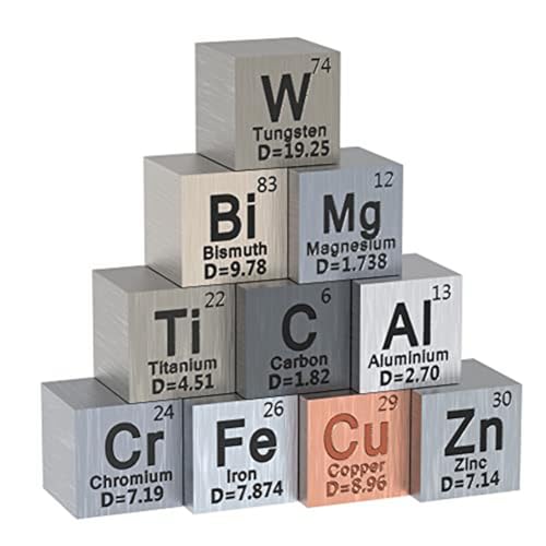 10 Stück Elements-Würfel – Dichte-Würfel-Set, Metall, 10 mm, für eine Periodensystem der Elements-Kollektion von Skiitches