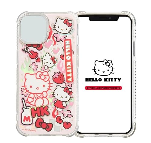 Skinnydip Schutzhülle für iPhone 15 – Hello Kitty Holo Sticker Schutzhülle für Mädchen, Kinder & Erwachsene, niedliches Design, schlank und leicht, kratzfest, aus recyceltem Kunststoff von Skinnydip