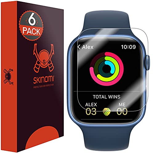 Skinomi Displayschutzfolie kompatibel mit Apple Watch Serie 7 (45 mm) (6er-Pack) Clear TechSkin TPU Anti-Bläschen-HD-Folie von Skinomi