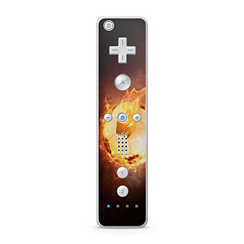 Skins4u Aufkleber Design Schutzfolie Vinyl Skin kompatibel mit Nintendo Wii Remote Controller Brennender Fussball von Skins4u