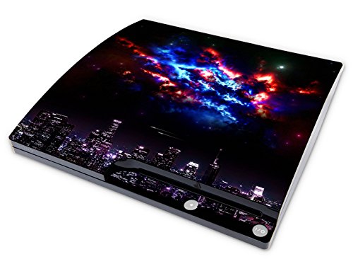 Skins4u Aufkleber Design Schutzfolie Vinyl Skin kompatibel mit Sony PS3 Playstation 3 Slim Konsole Skyline von Skins4u