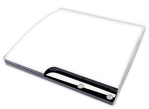 Skins4u Aufkleber Design Schutzfolie Vinyl Skin kompatibel mit Sony PS3 Playstation 3 Slim Konsole Solid State White von Skins4u