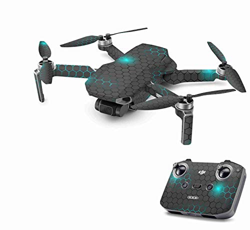 Skins4u Aufkleber Folie kompatibel mit DJI Mavic Mini 2 Drohne Skin Vinyl Skins Schutzfolie Wrap Folierung Sticker Exo small Blue von Skins4u